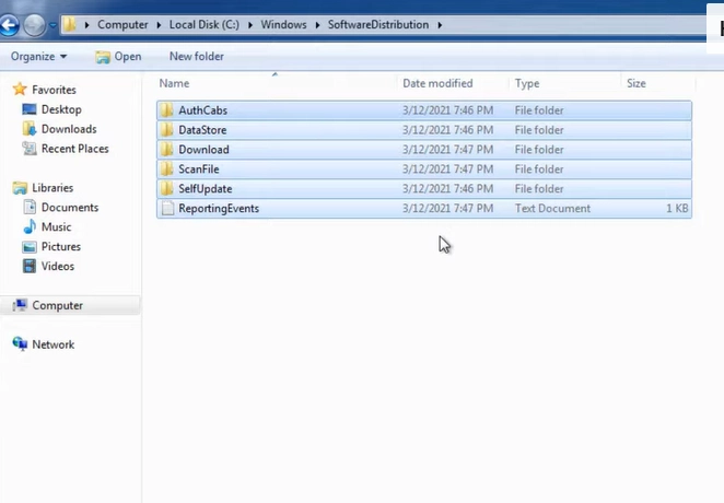 Delete the SoftwareDistribution Folder