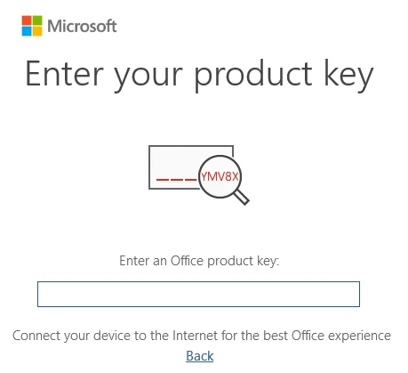 enter valid product key
